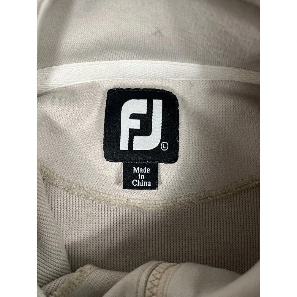 FootJoy Mens Quarter Zip Pullover Tan Beige Golf Sweater Large FJ Logo Mock Neck